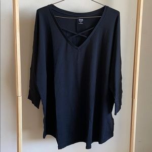 Womens V Neck 3/4 Sleeve T-Shirt 1X